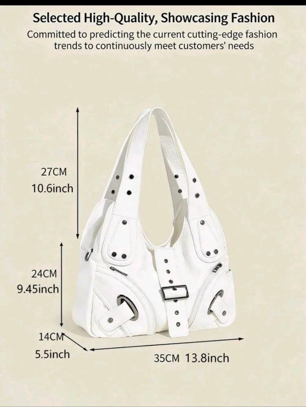 White Women's Structured Leather Tote Bag